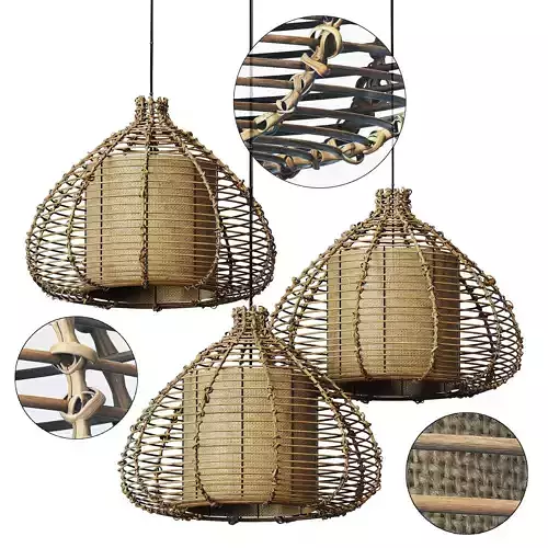 Lamp wicker branch rattan Dome