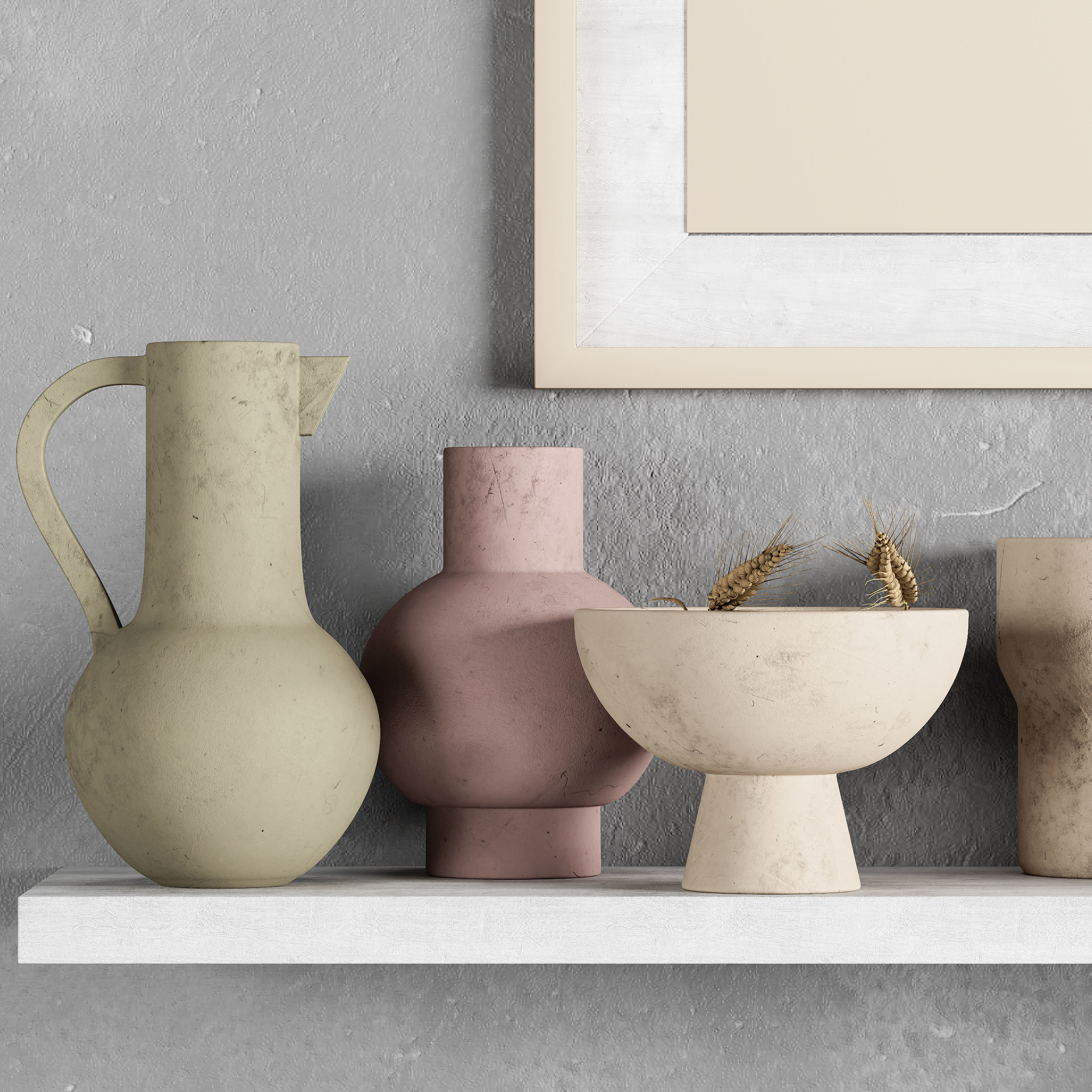 Wheat branch with Decorative set 3D model_2