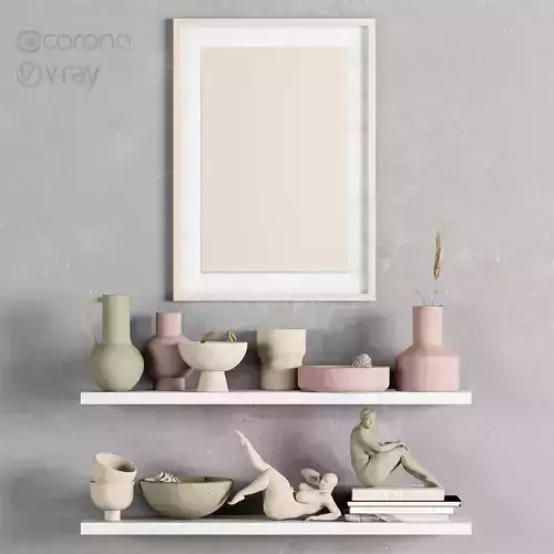 Wheat branch with Decorative set 3D model