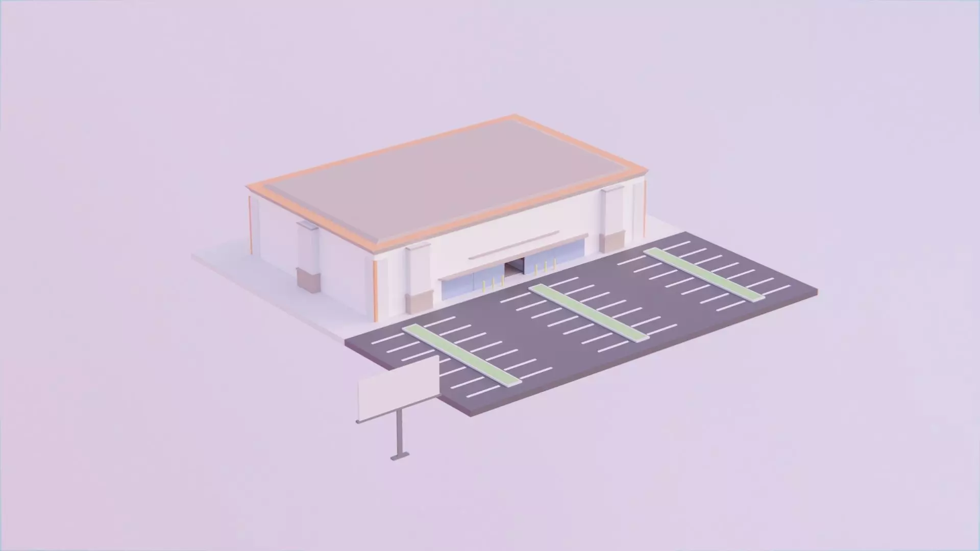 Supermarket - Low Poly Style Low-poly 3D model_0