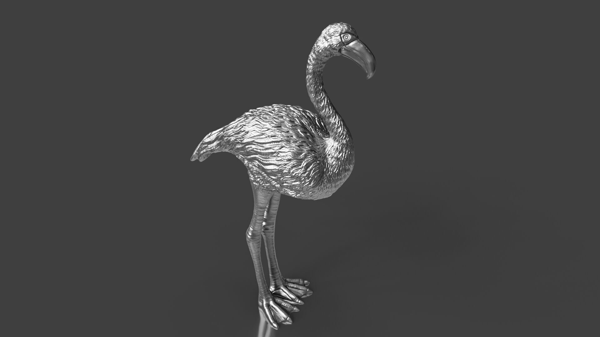 Cute but Realistic Silver Flamingo Toy Model 3D print model_5