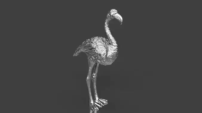 Cute but Realistic Silver Flamingo Toy Model 