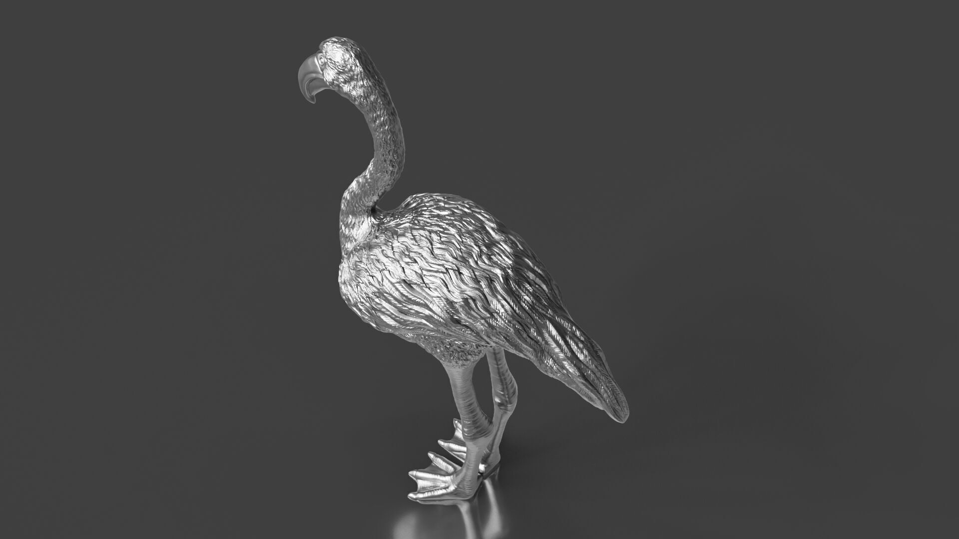 Cute but Realistic Silver Flamingo Toy Model 3D print model_3