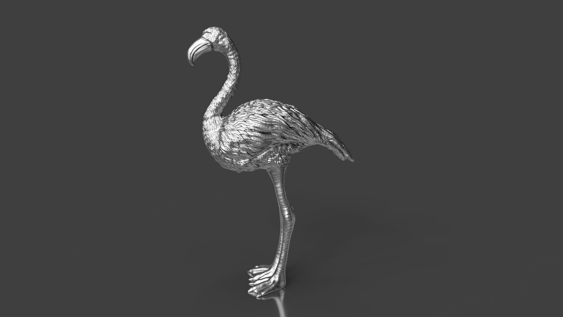 Cute but Realistic Silver Flamingo Toy Model 3D print model_2