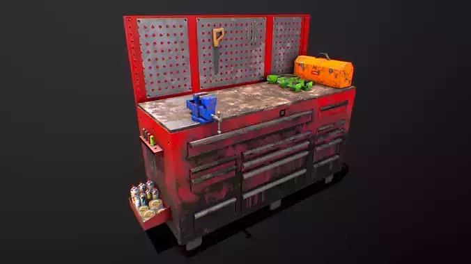 Old Workbench - Game Ready Low-poly 3D model
