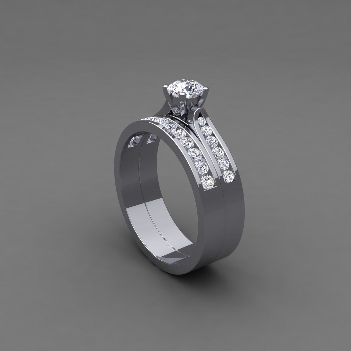Vintage Weding Set Ring 3d Model 3D print model_11