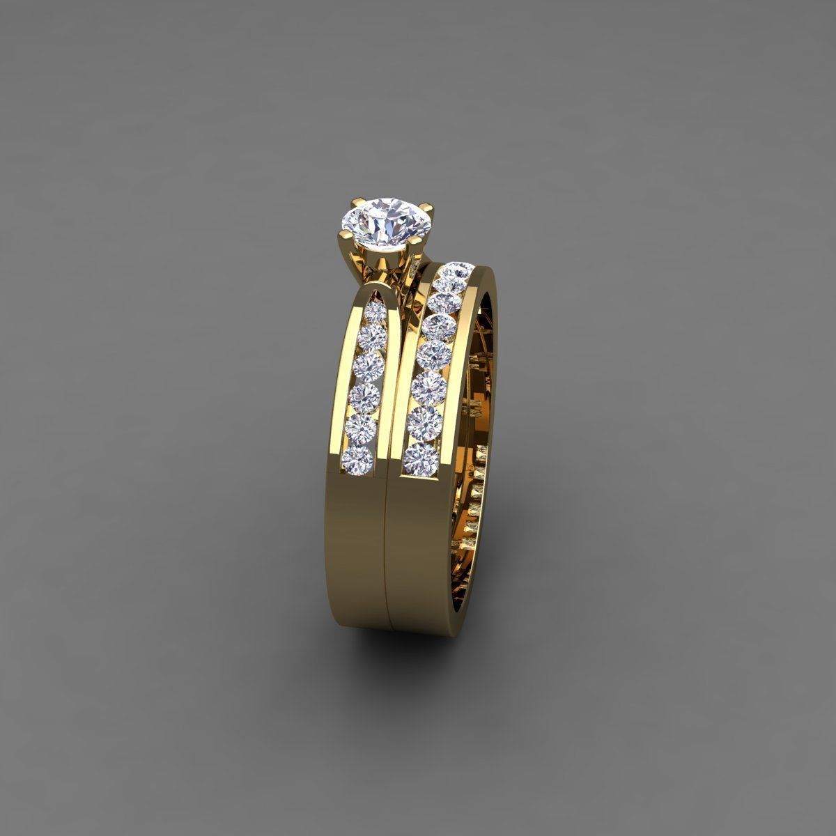 Vintage Weding Set Ring 3d Model 3D print model_3