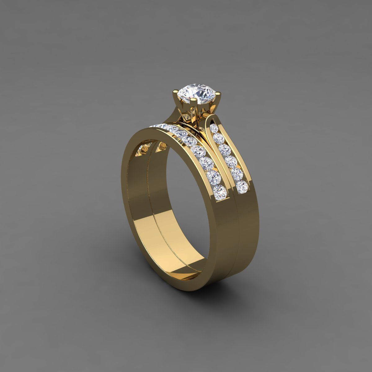 Vintage Weding Set Ring 3d Model 3D print model_2