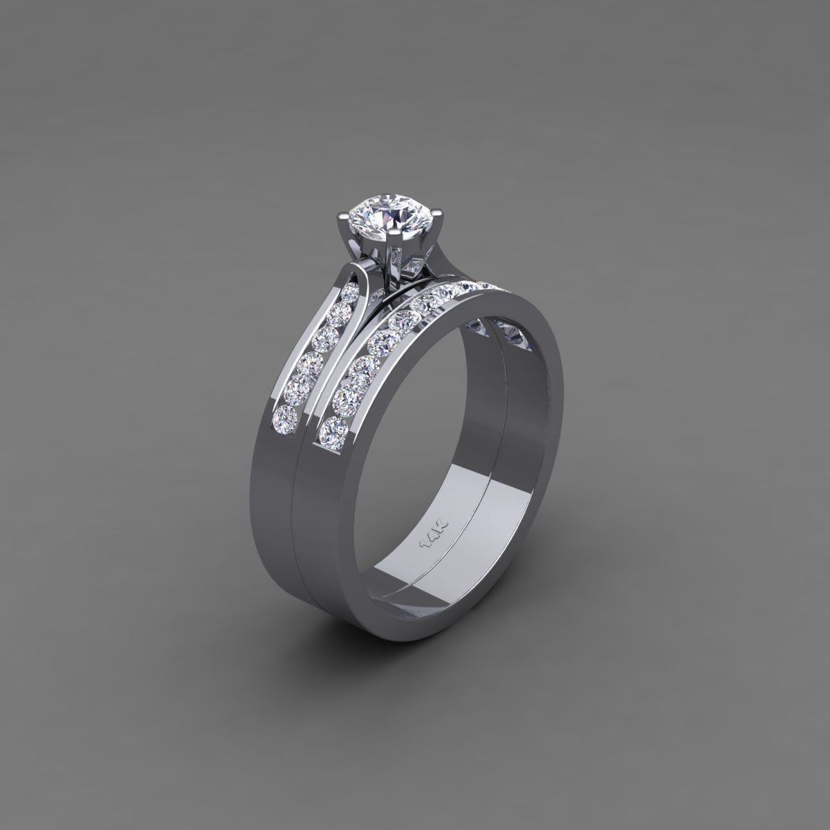Vintage Weding Set Ring 3d Model 3D print model_9