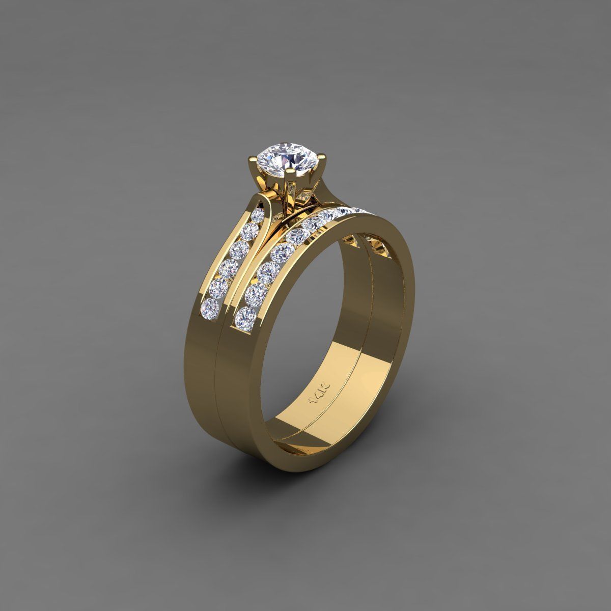 Vintage Weding Set Ring 3d Model 3D print model_1