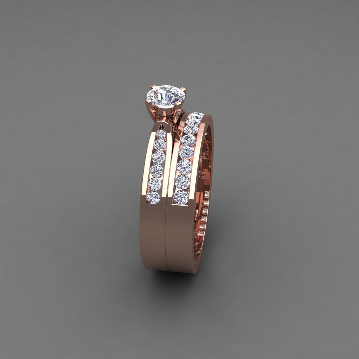 Vintage Weding Set Ring 3d Model 3D print model_4