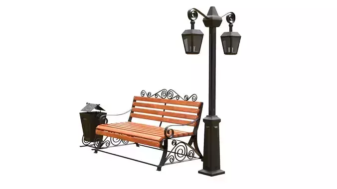 Bench urn streetlight PBR