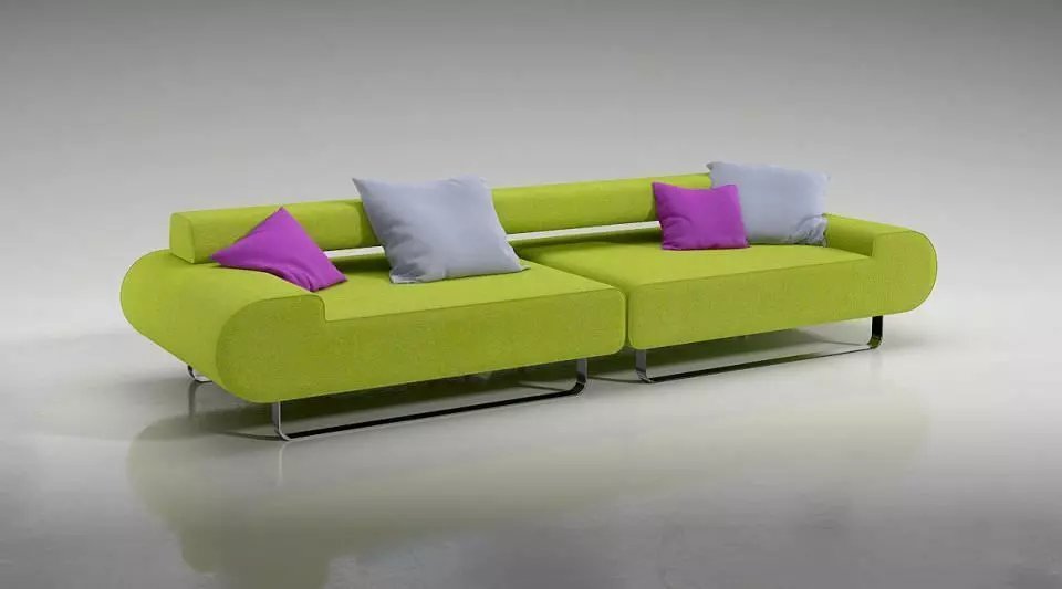 Lime Green Sofa With Pillows 3D model_0