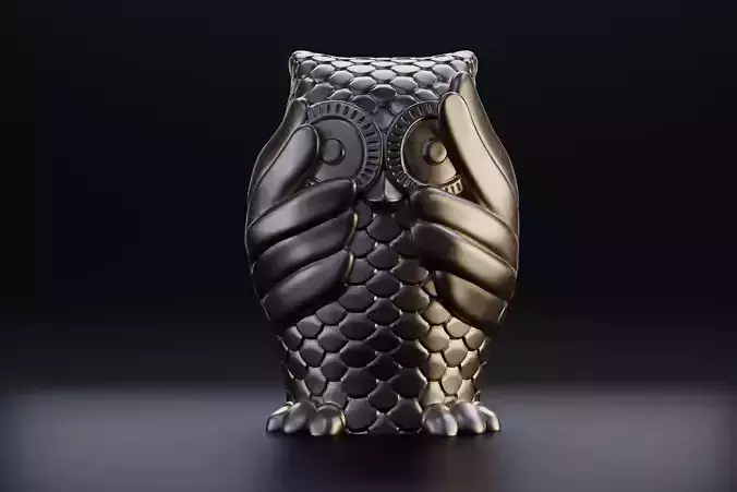 Mystical Owl Closed eyes 3D print model