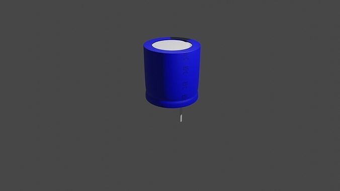 electrolytic capacitor blue ELKO Low-poly 3D model
