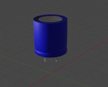 electrolytic capacitor blue ELKO Low-poly 3D model_2