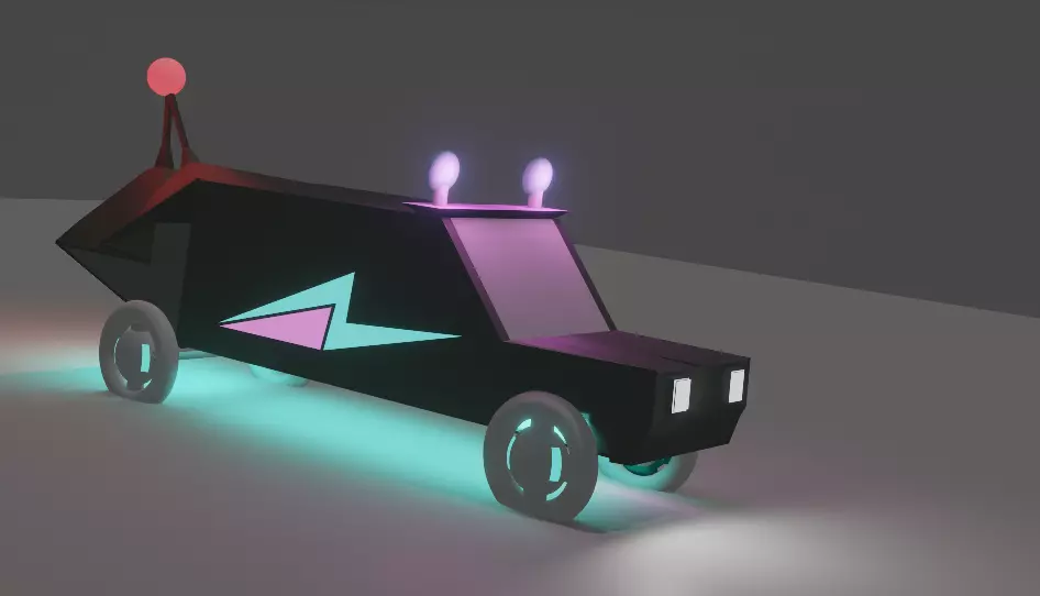 FUTURE NEON CAR with neon lights No copyright  Low-poly 3D model_0