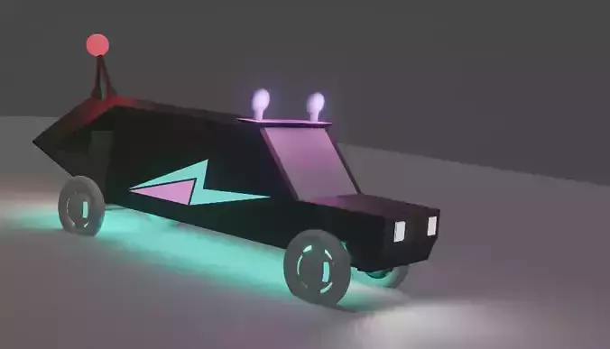 FUTURE NEON CAR with neon lights No copyright  Low-poly 3D model