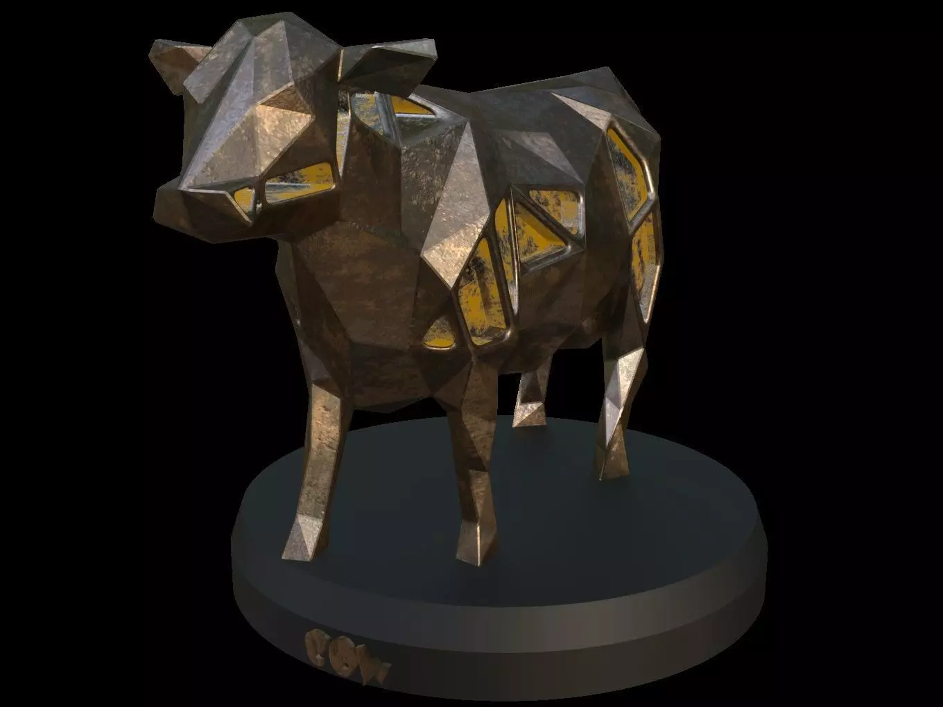 Steampunk Cow Low-poly 3D model_0