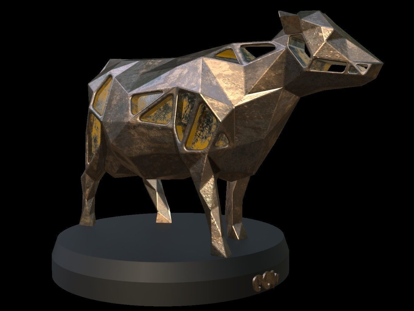 Steampunk Cow Low-poly 3D model_6