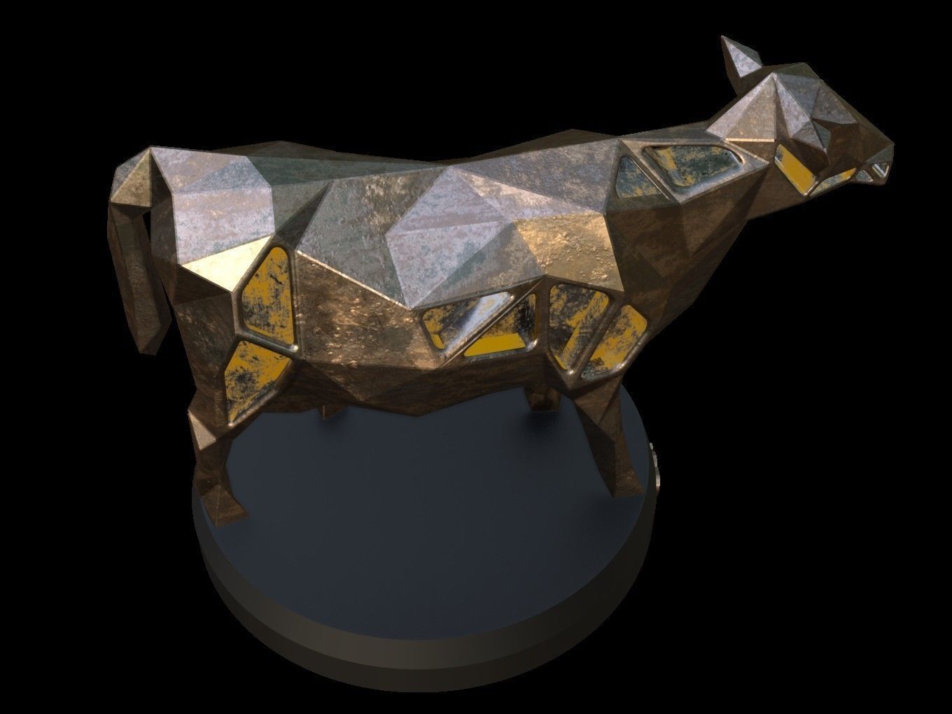 Steampunk Cow Low-poly 3D model_5