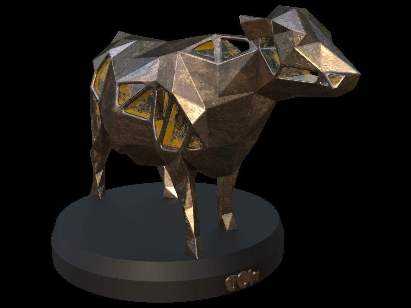 Steampunk Cow Low-poly 3D model_7