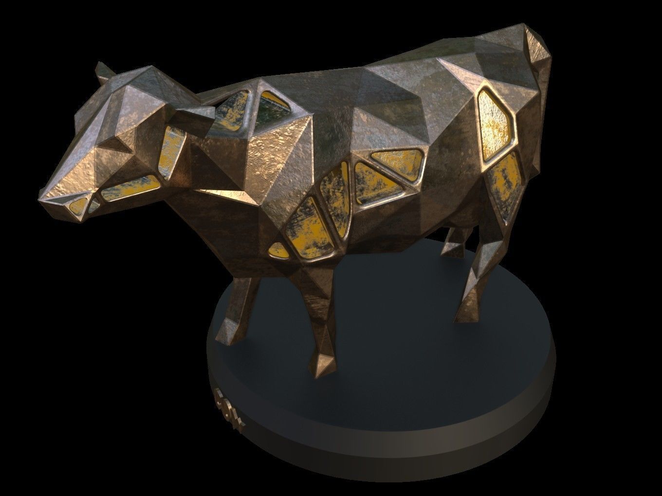 Steampunk Cow Low-poly 3D model_1