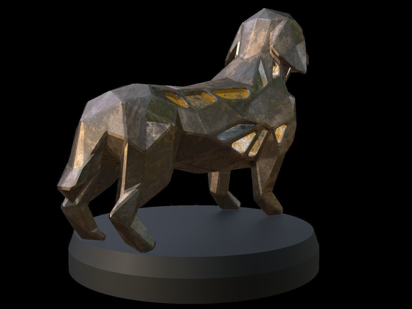 Steampunk Dachshund Dog Low-poly 3D model_3