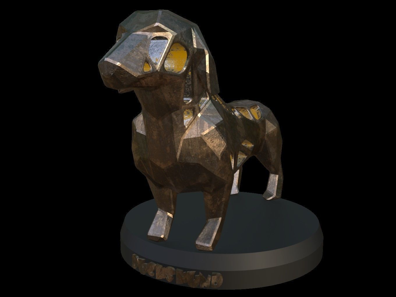Steampunk Dachshund Dog Low-poly 3D model_6