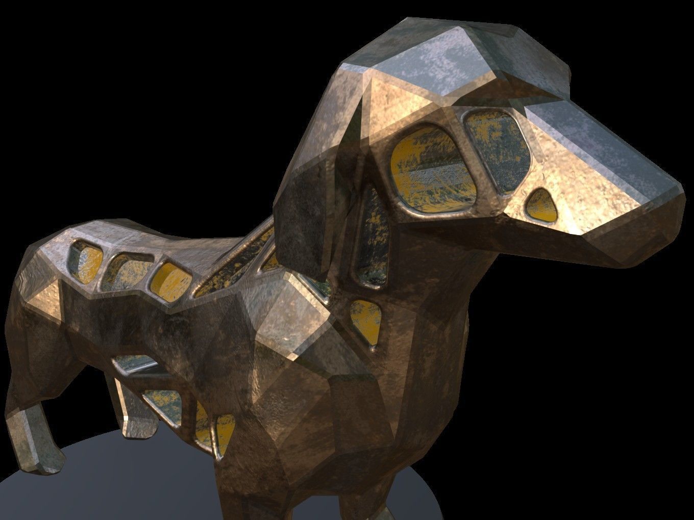 Steampunk Dachshund Dog Low-poly 3D model_8
