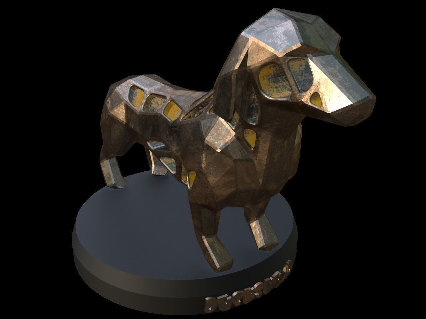 Steampunk Dachshund Dog Low-poly 3D model_7