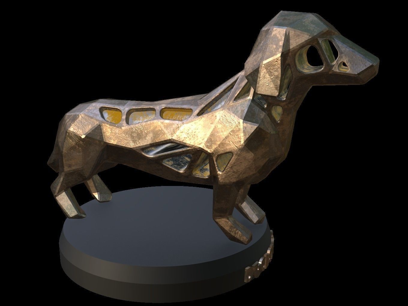 Steampunk Dachshund Dog Low-poly 3D model_5