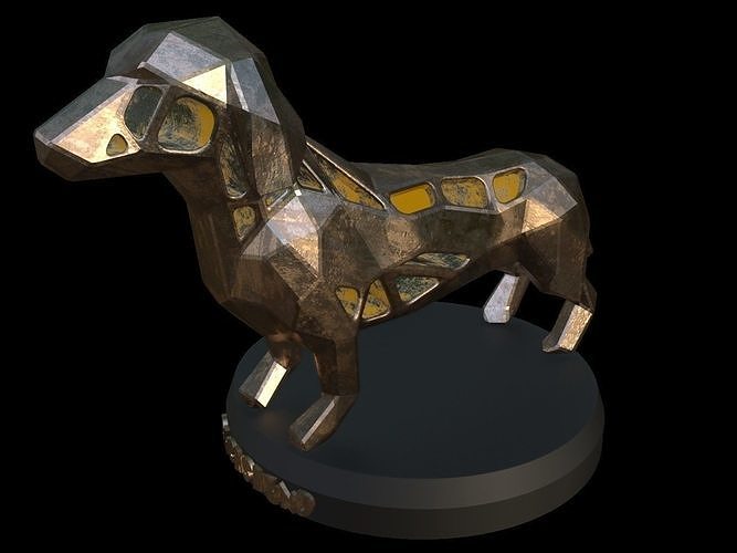 Steampunk Dachshund Dog Low-poly 3D model