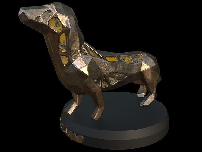 Steampunk Dachshund Pose Low-poly 3D model