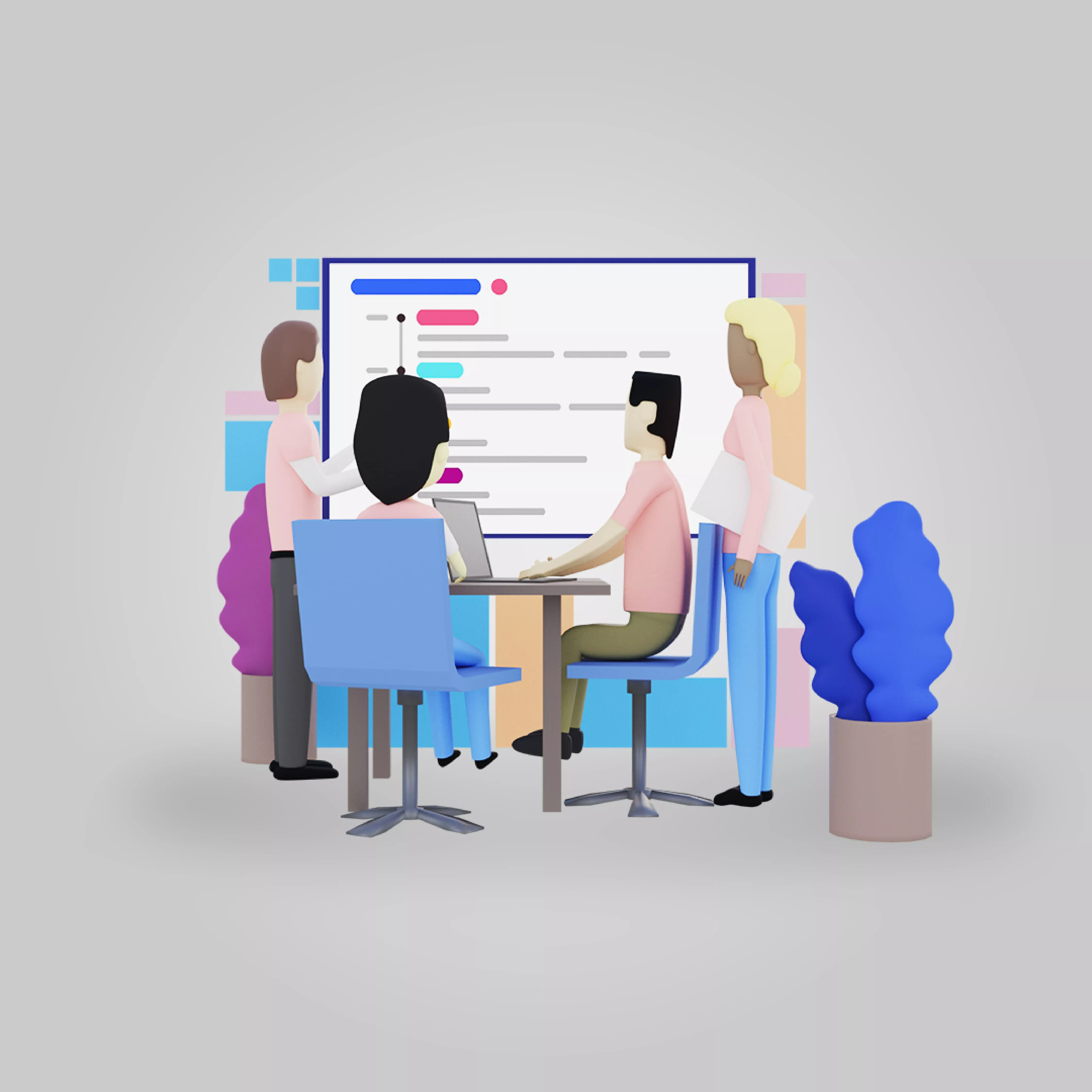 Presentation people at table Free 3D model