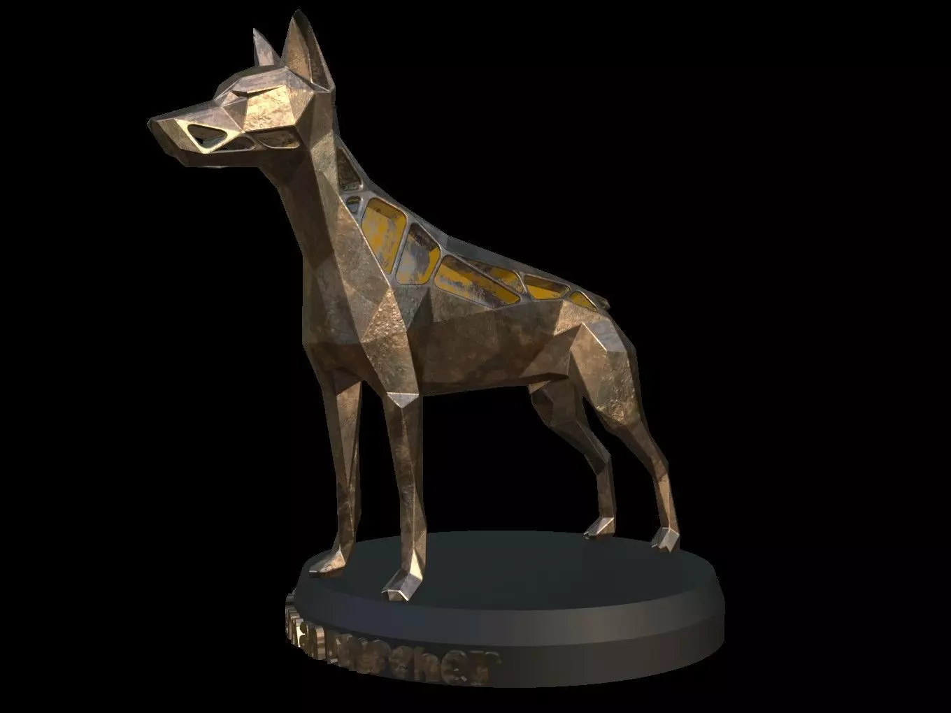Steampunk Doberman Pinscher Low-poly 3D model_0