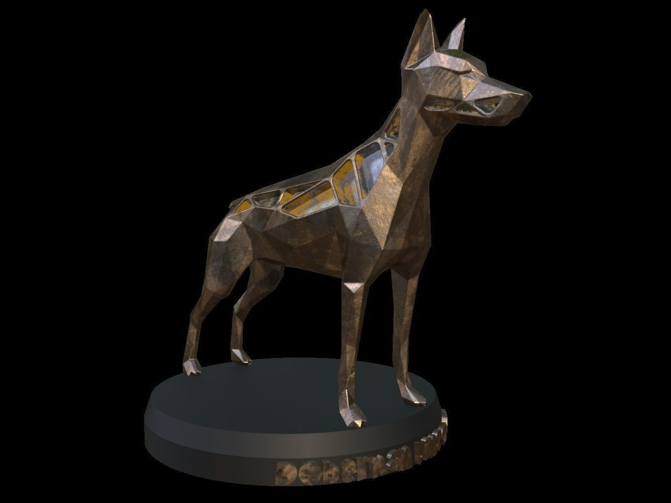 Steampunk Doberman Pinscher Low-poly 3D model_8