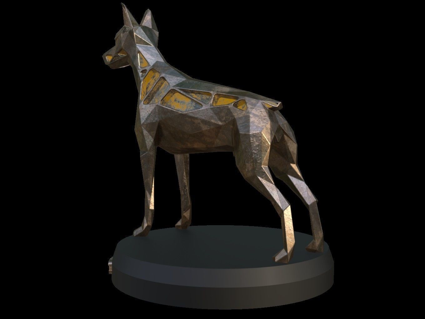 Steampunk Doberman Pinscher Low-poly 3D model_2