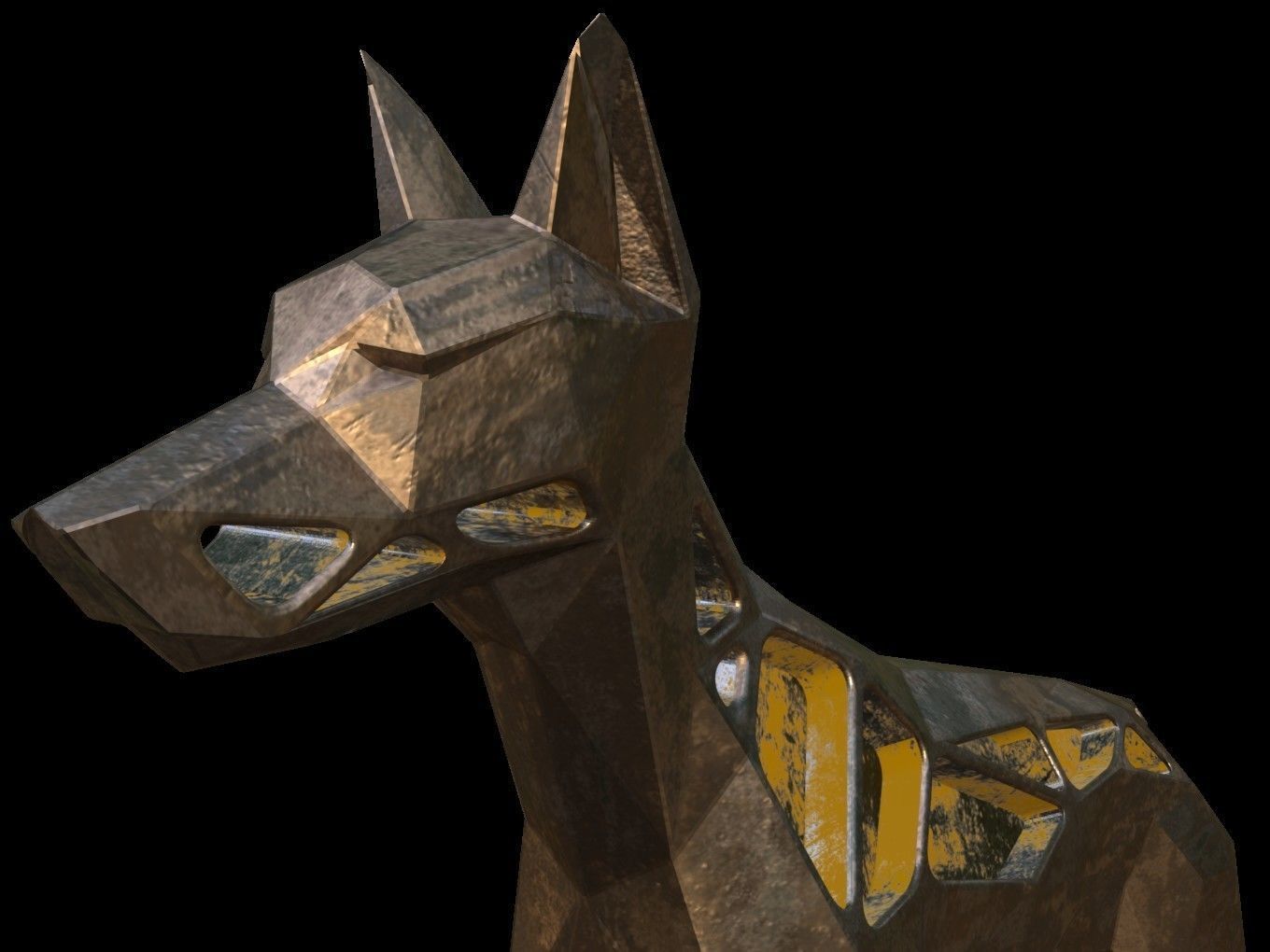 Steampunk Doberman Pinscher Low-poly 3D model_11