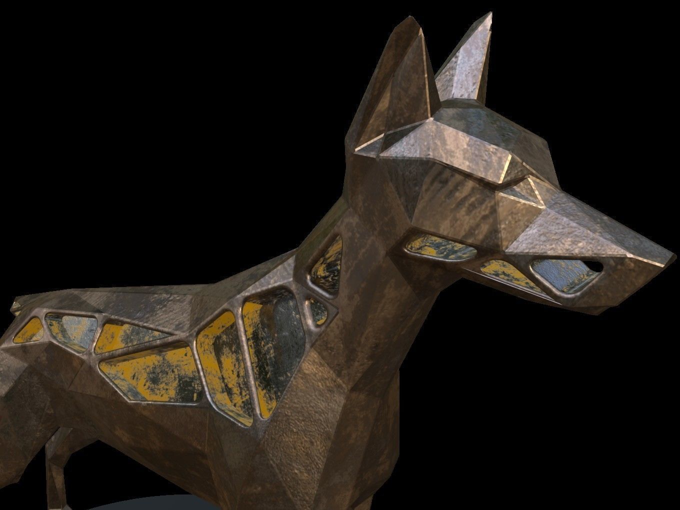 Steampunk Doberman Pinscher Low-poly 3D model_9