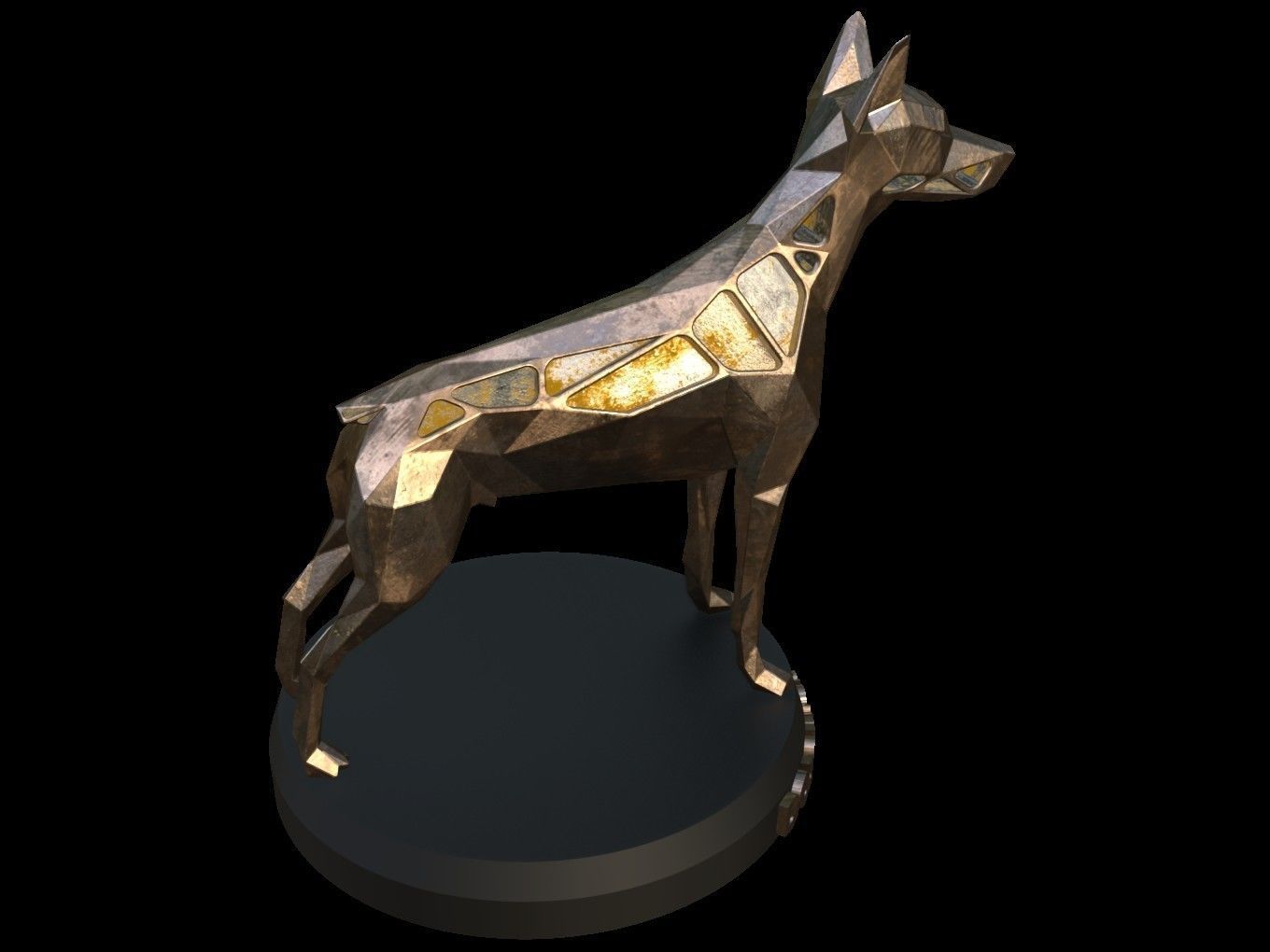 Steampunk Doberman Pinscher Low-poly 3D model_5
