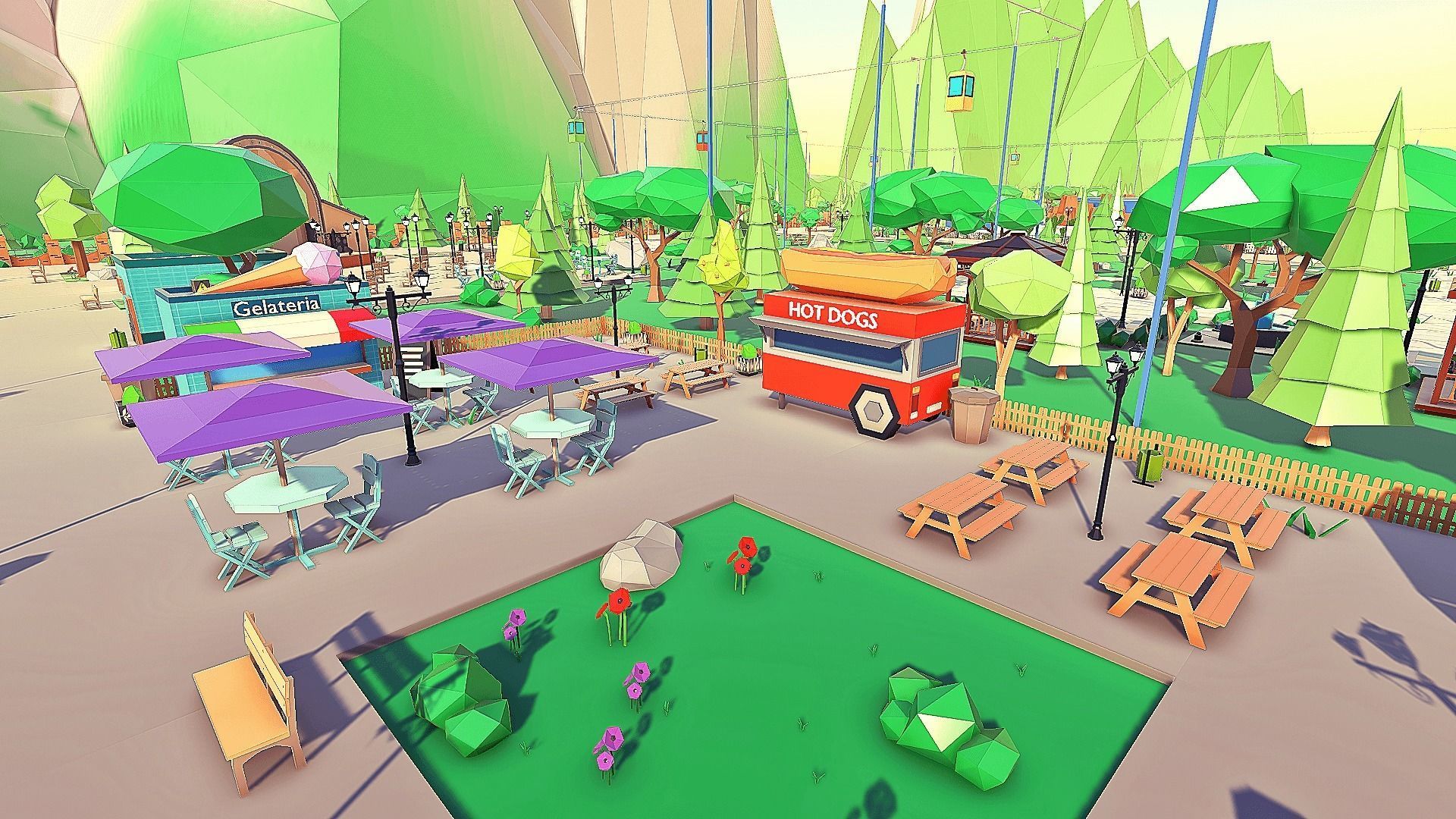 Amusement Park Low-poly 3D model_14