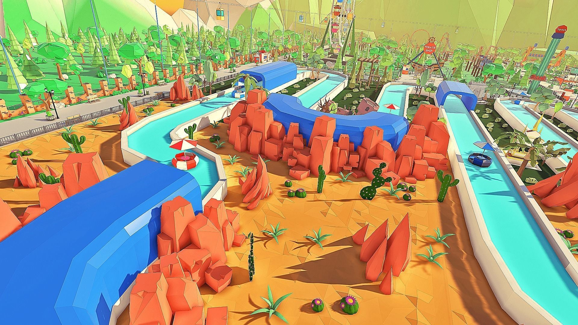 Amusement Park Low-poly 3D model_4