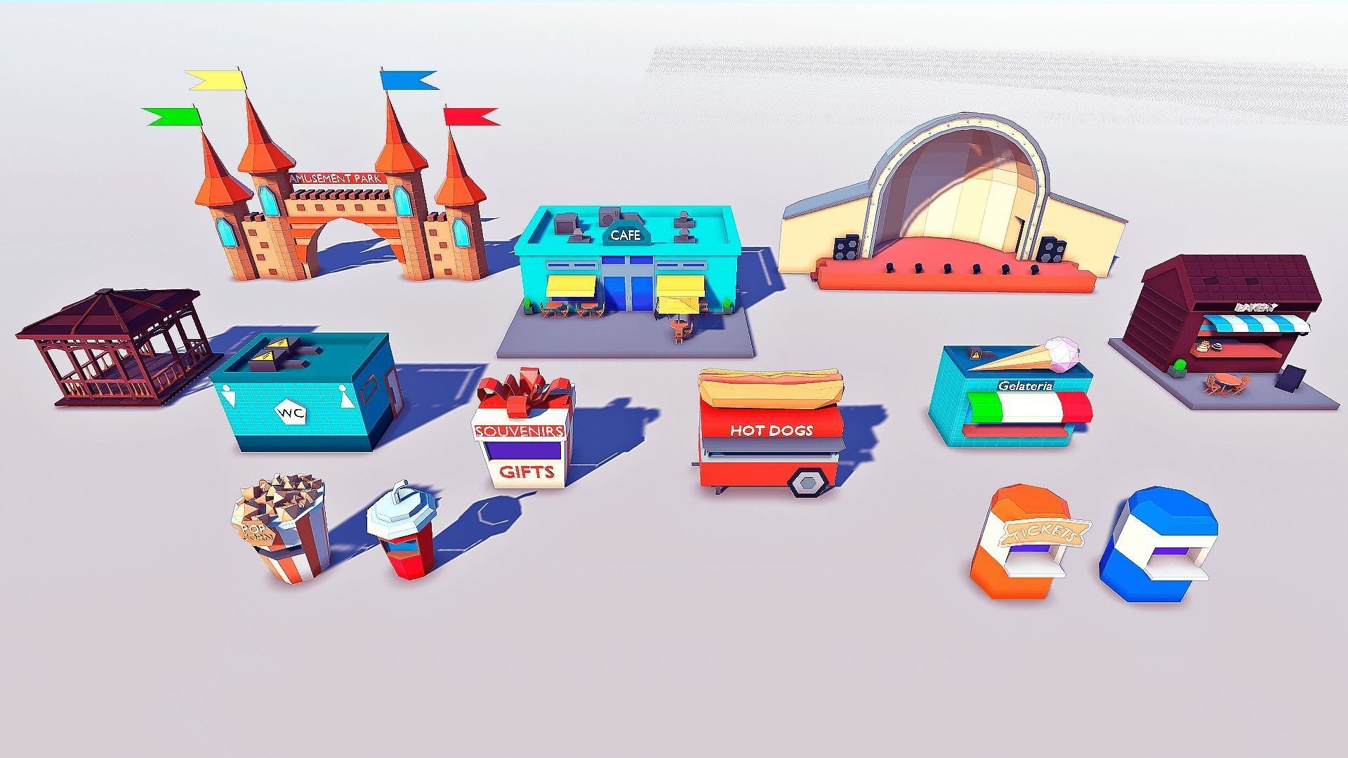 Amusement Park Low-poly 3D model_21