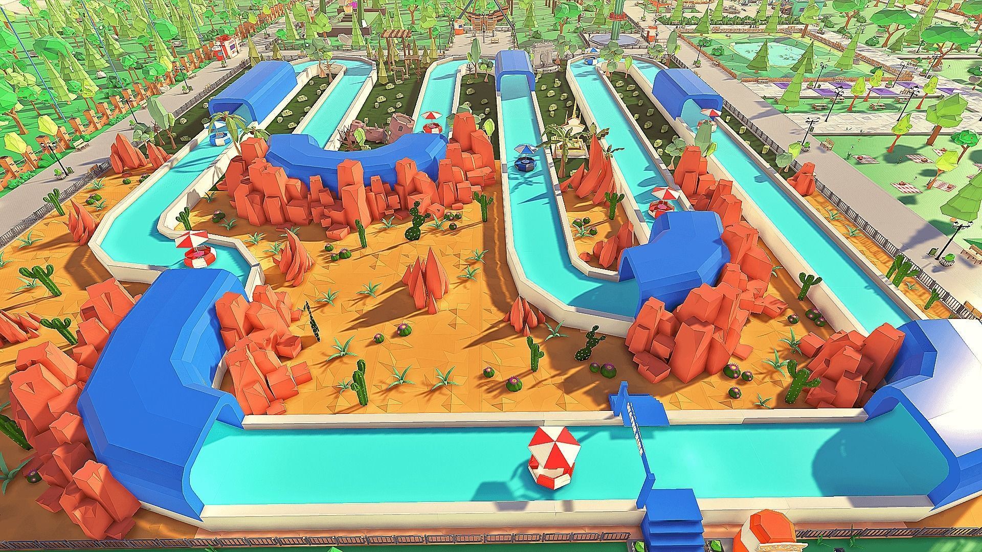 Amusement Park Low-poly 3D model_3