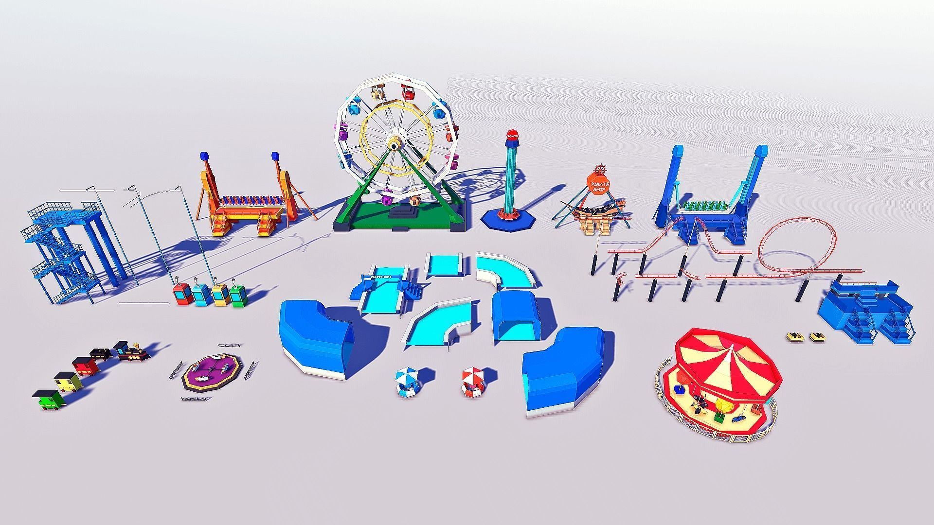 Amusement Park Low-poly 3D model_16
