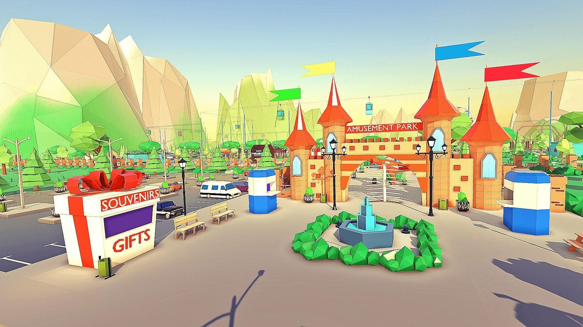 Amusement Park Low-poly 3D model_2