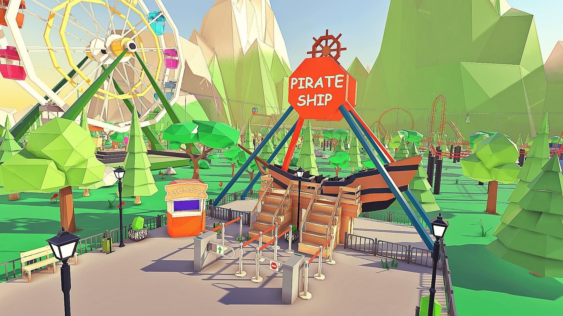 Amusement Park Low-poly 3D model_5