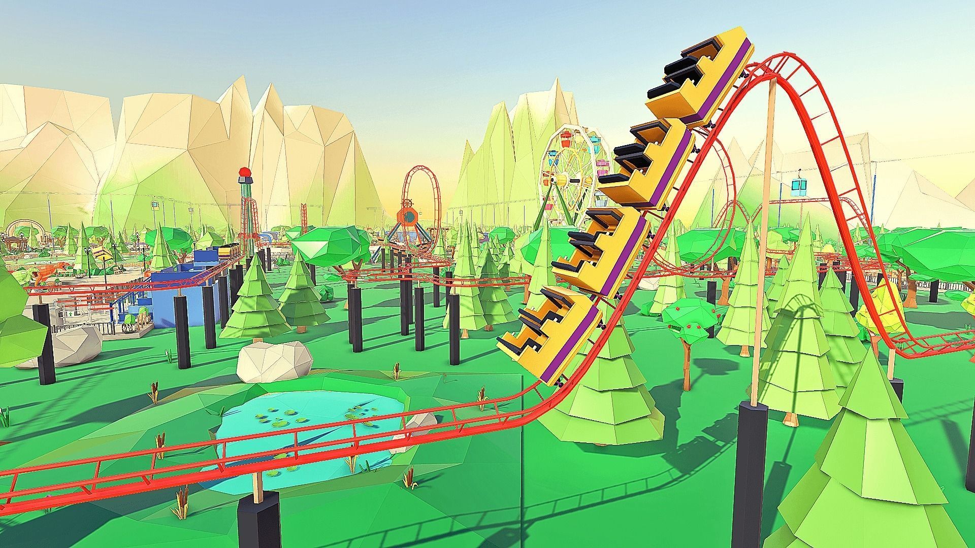 Amusement Park Low-poly 3D model_6
