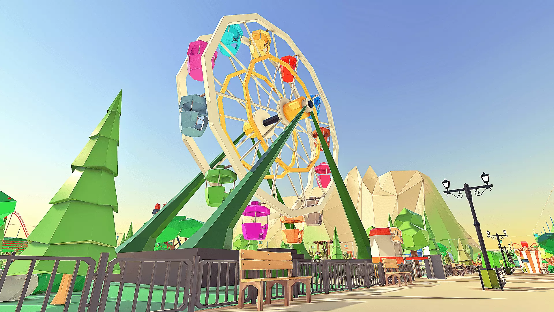 Amusement Park Low-poly 3D model_0
